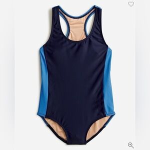 Crewcuts Girls' Blue Colorblock Racerback One-Piece Swimsuit w/ UPF 50 - Sz. 4-5
